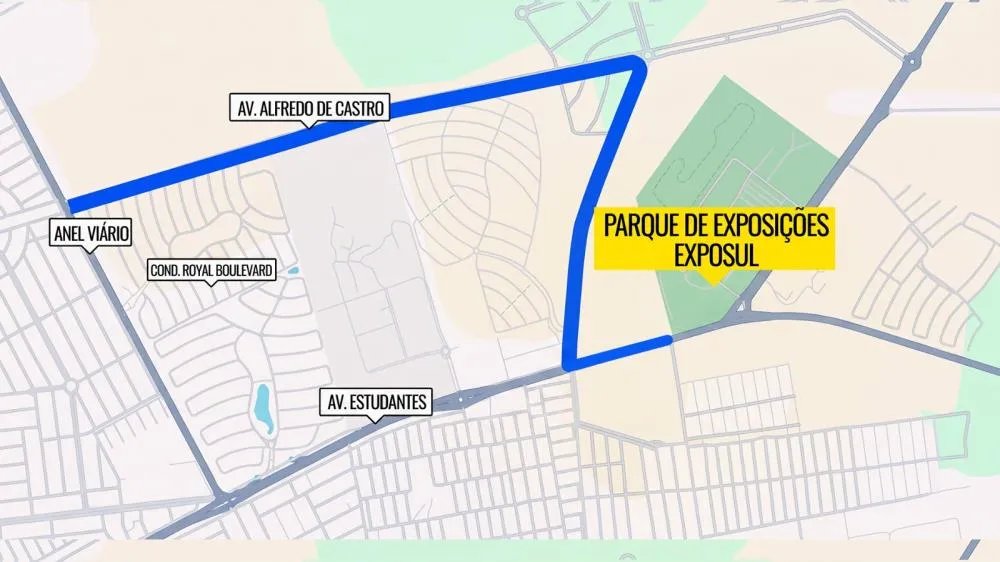 Prefeitura monta rota exclusiva para ônibus, táxis e transporte por aplicativo para 52ª Exposul